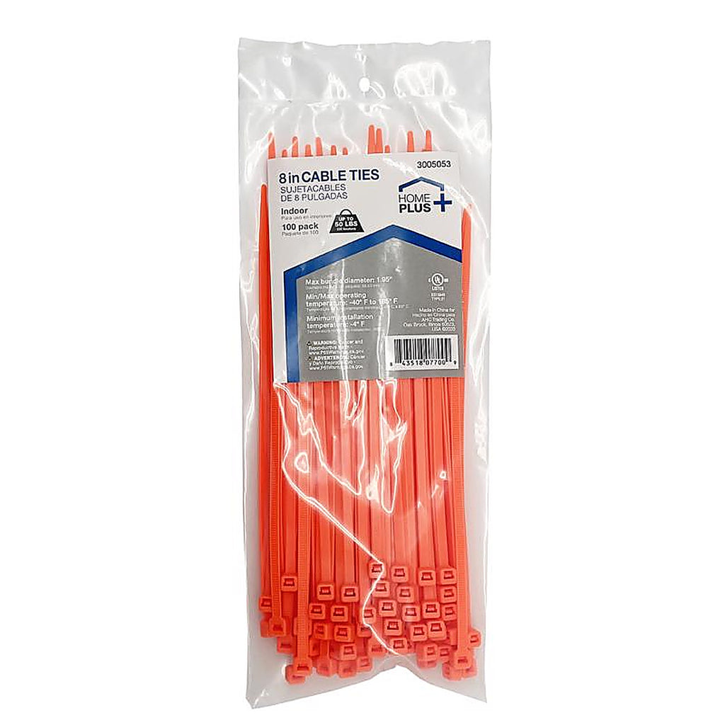 Home Plus - LH-S-200-8-OE - 8 in. L Orange Cable Tie - 100/Pack