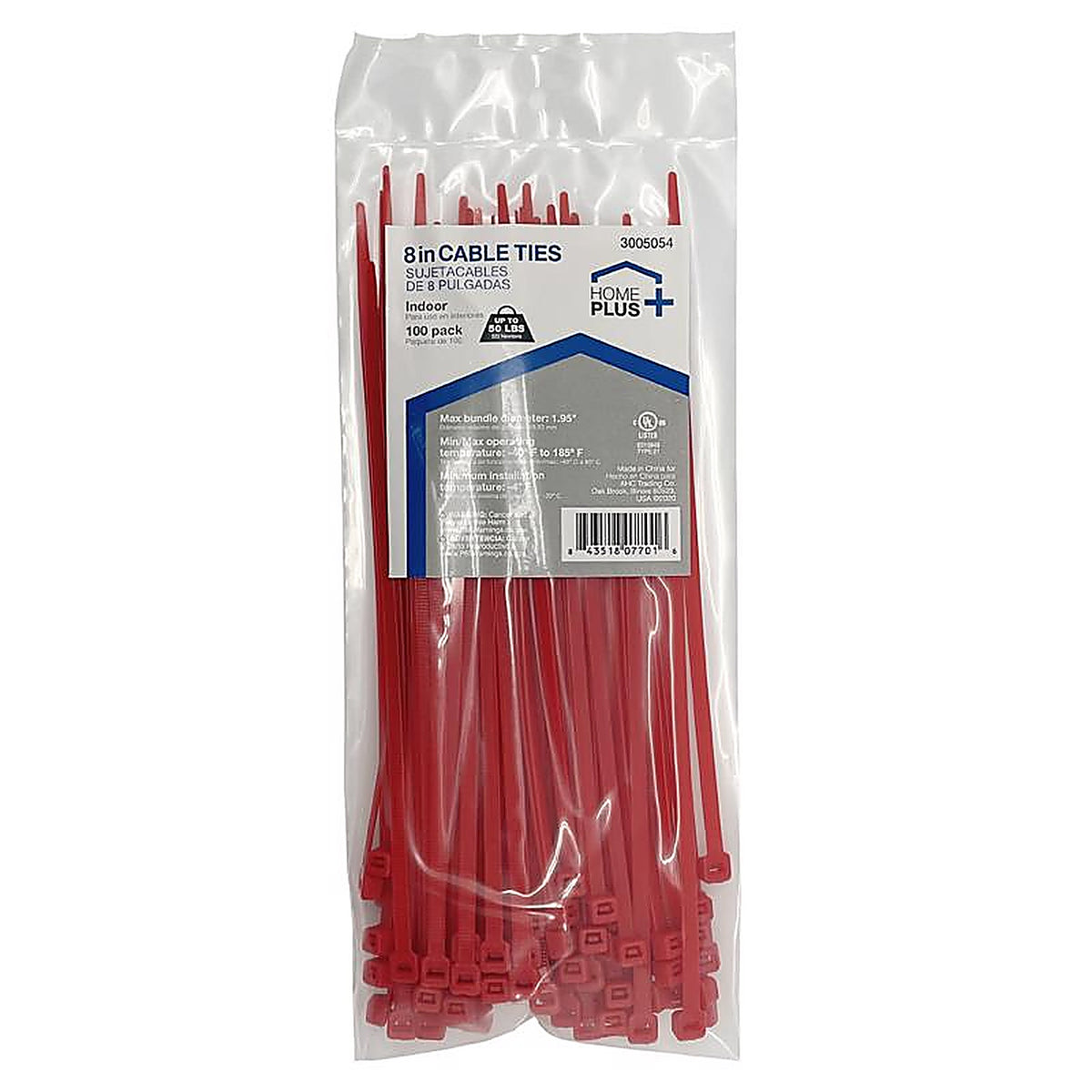 Home Plus - LH-S-200-8-RD - 8 in. L Red Cable Tie - 100/Pack