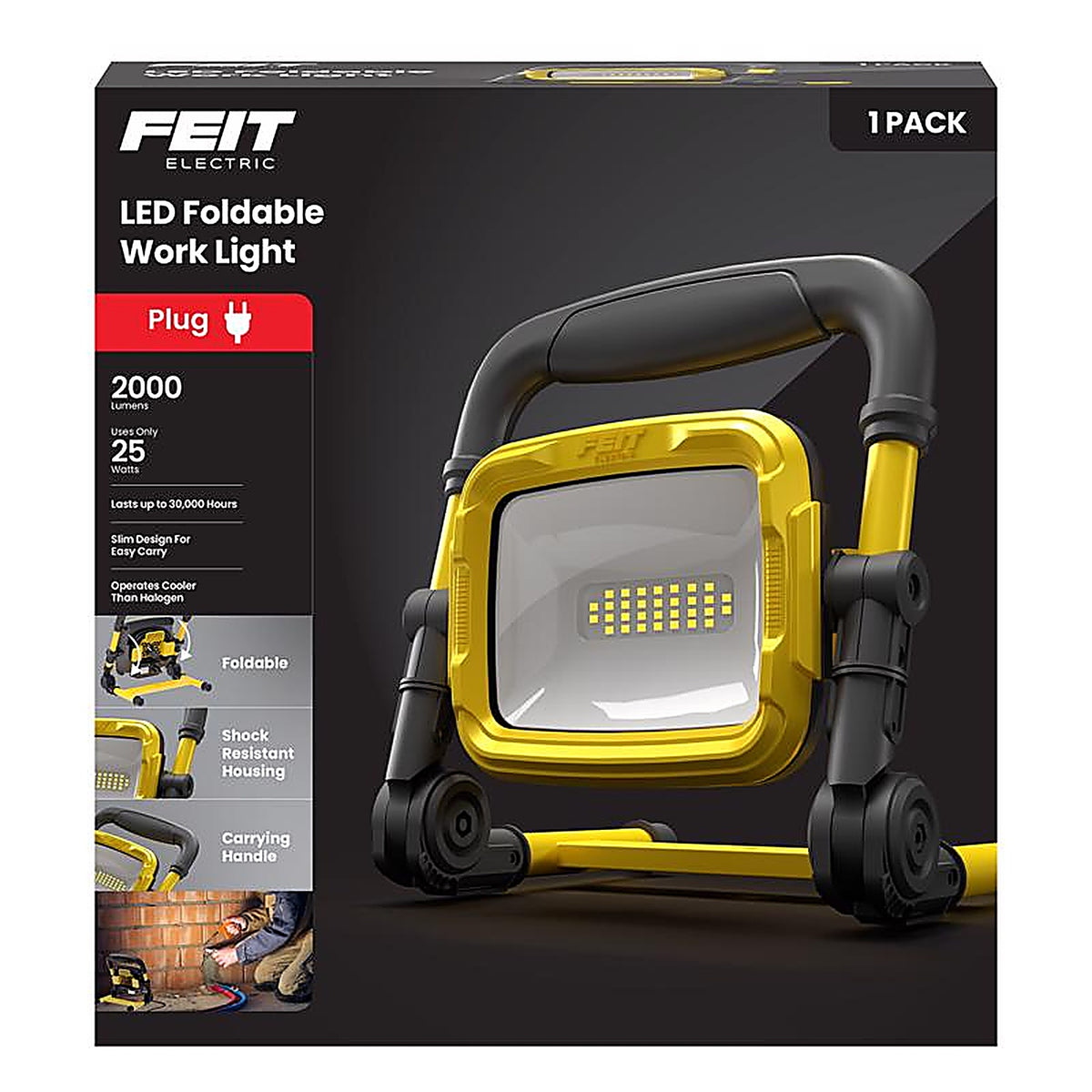 Feit Electric - WORK2000XLPLUGF - Pro Series 2000 lm LED Corded Stand (H or Scissor) Work Light