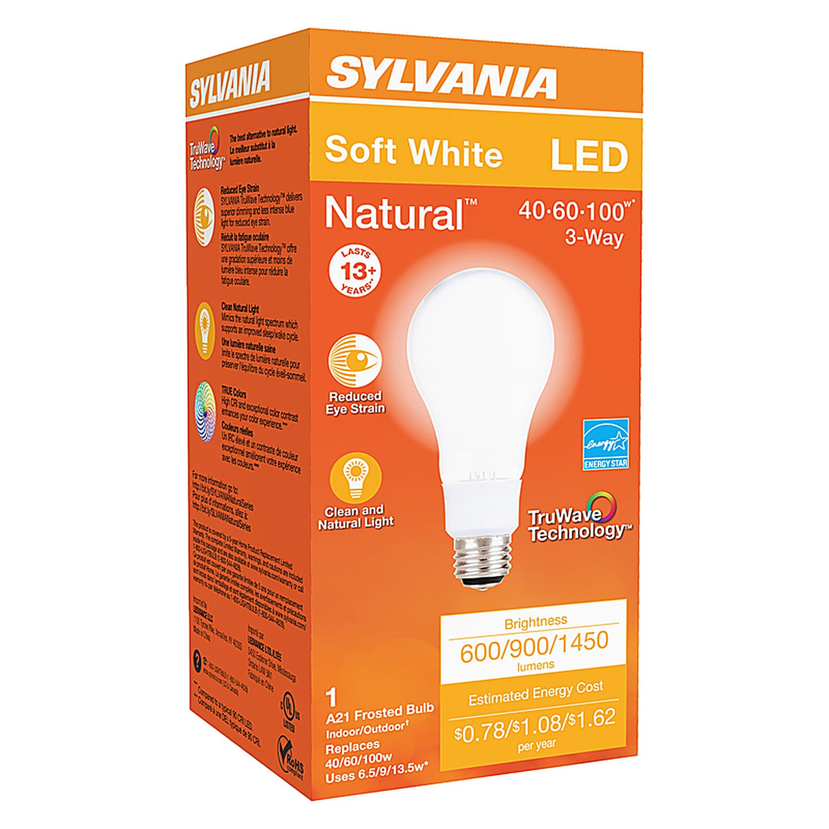 Sylvania - 40777 - Natural A21 E26 (Medium) LED Bulb Soft White 40/60/100 W 1 pk