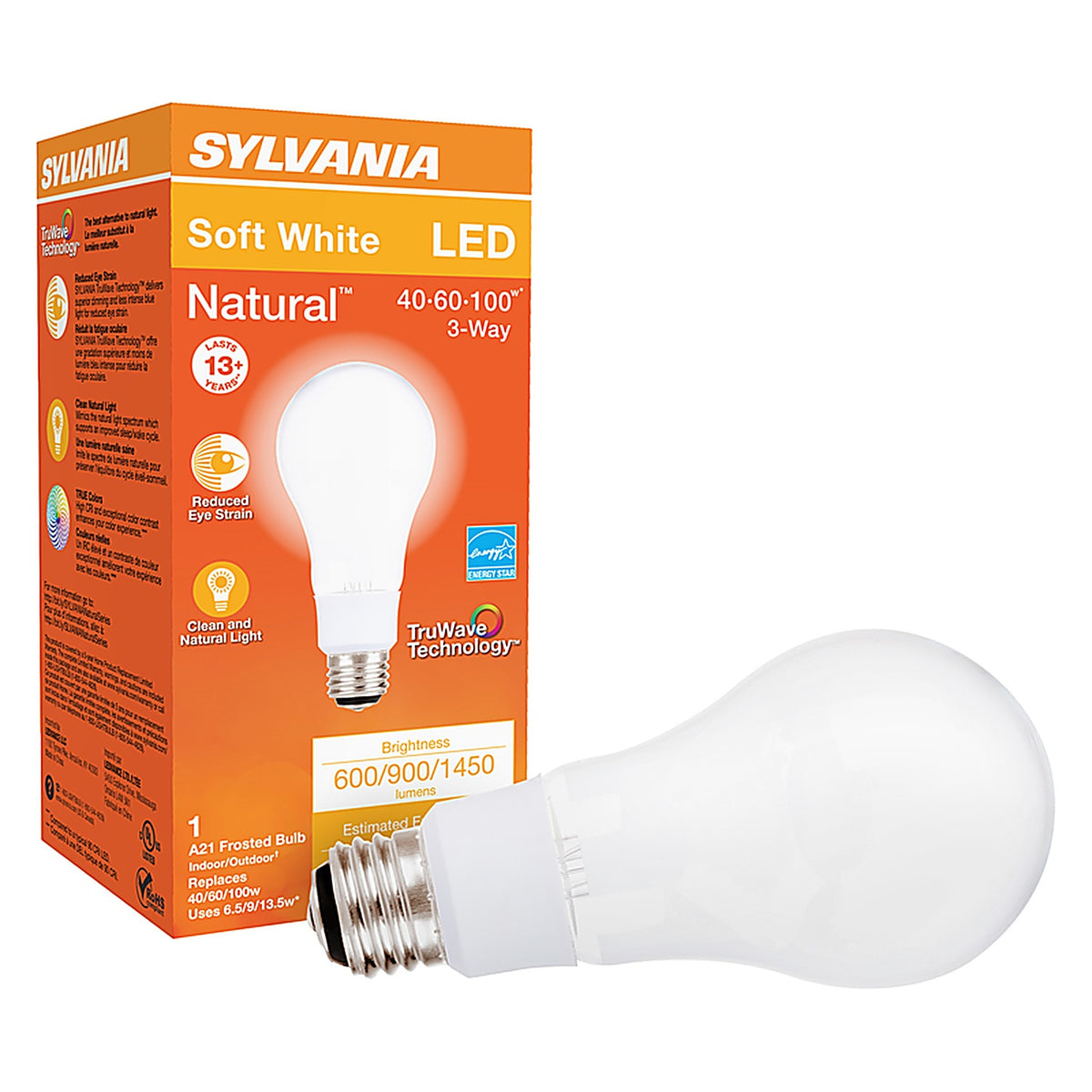 Sylvania - 40777 - Natural A21 E26 (Medium) LED Bulb Soft White 40/60/100 W 1 pk
