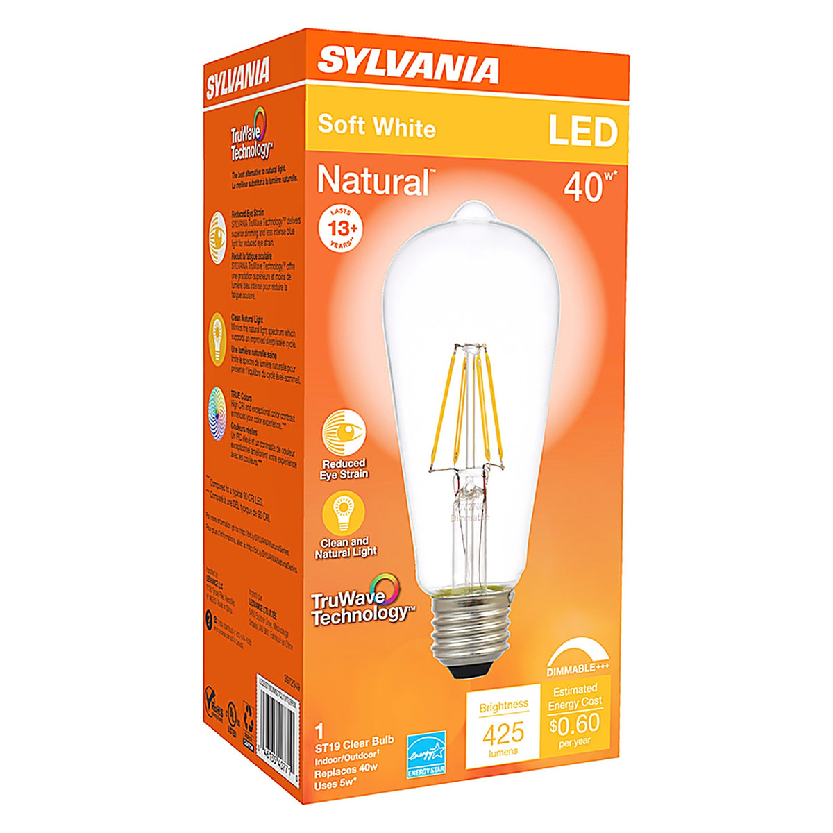 Sylvania - 40771 - Natural ST19 E26 (Medium) LED Bulb Soft White 40 W 1 pk