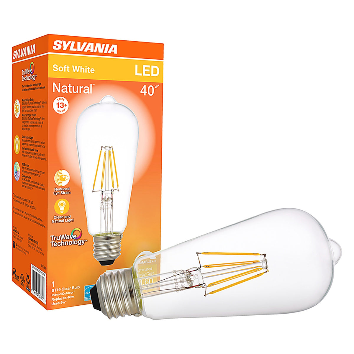 Sylvania - 40771 - Natural ST19 E26 (Medium) LED Bulb Soft White 40 W 1 pk