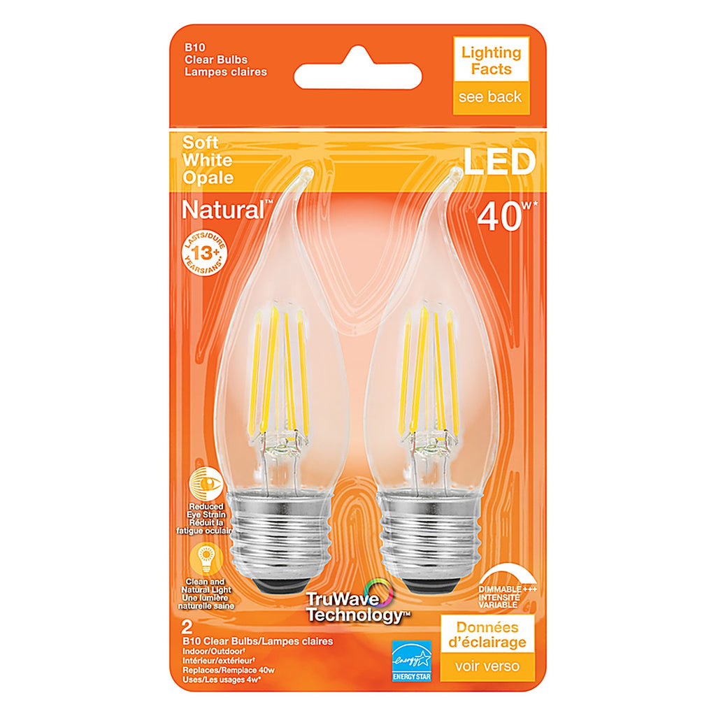 Sylvania - 40756 - Natural B10 E26 (Medium) LED Bulb Soft White 40 W 2 pk