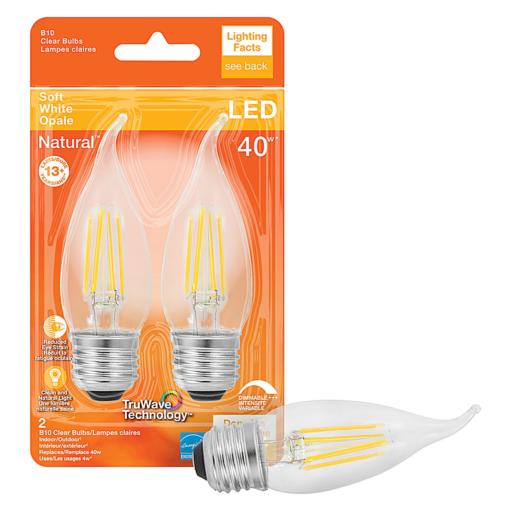 Sylvania - 40756 - Natural B10 E26 (Medium) LED Bulb Soft White 40 W 2 pk