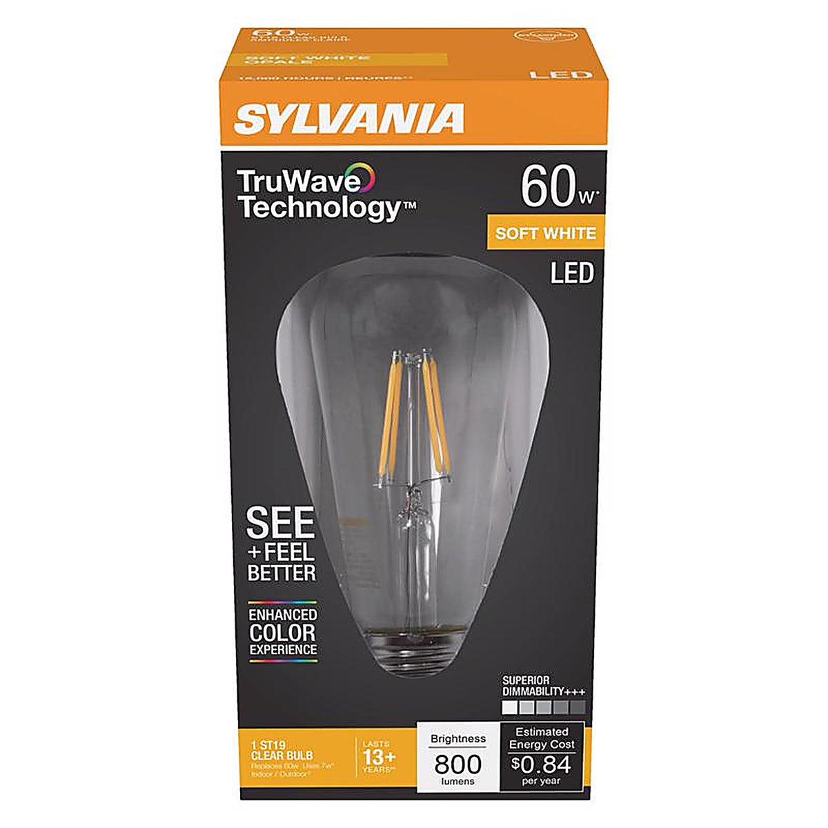 Sylvania - 40772 - Natural ST19 E26 (Medium) LED Bulb Soft White 60 W 1 pk