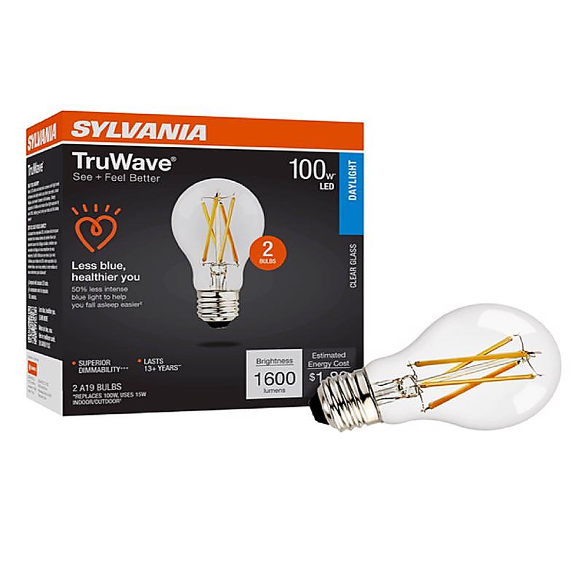 Sylvania - 49828 - Natural A21 E26 (Medium) LED Bulb Daylight 100 W 2 pk