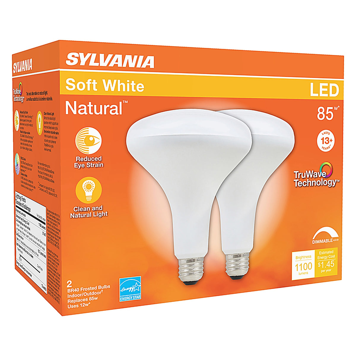 Sylvania - 40785 - Natural BR40 E26 (Medium) LED Floodlight Bulb Soft White 85 W 2 pk