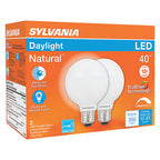 Sylvania - 40766 - Natural G25 E26 (Medium) LED Bulb Daylight 40 W 2 pk
