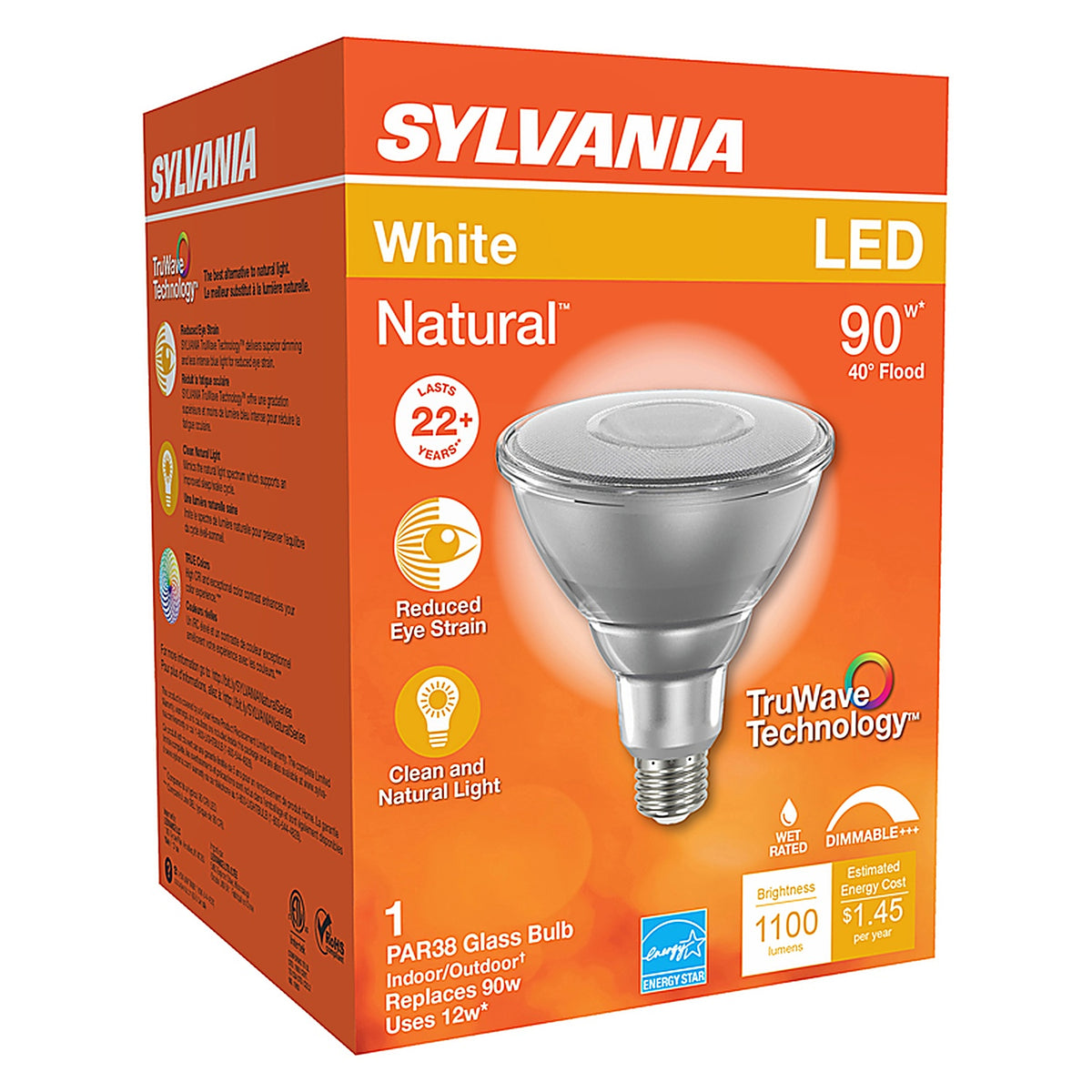 Sylvania - 40901 - Natural PAR38 E26 (Medium) LED Floodlight Bulb White 90 W 1 pk