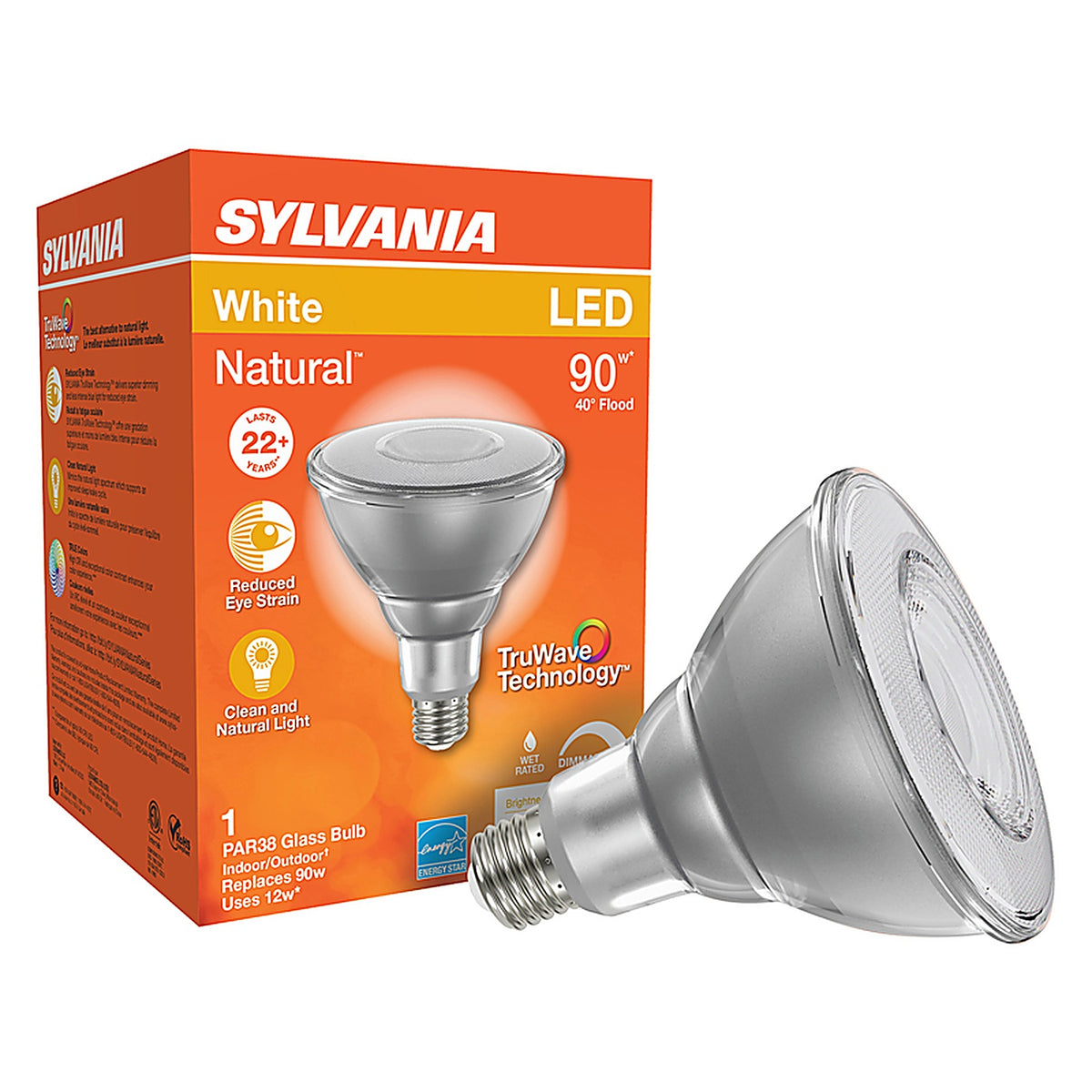 Sylvania - 40901 - Natural PAR38 E26 (Medium) LED Floodlight Bulb White 90 W 1 pk