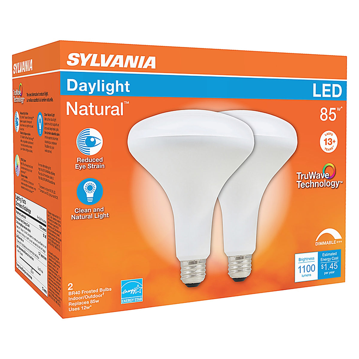 Sylvania - 40787 - Natural BR40 E26 (Medium) LED Floodlight Bulb Daylight 85 W 2 pk