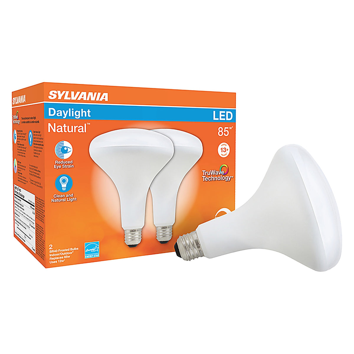 Sylvania - 40787 - Natural BR40 E26 (Medium) LED Floodlight Bulb Daylight 85 W 2 pk