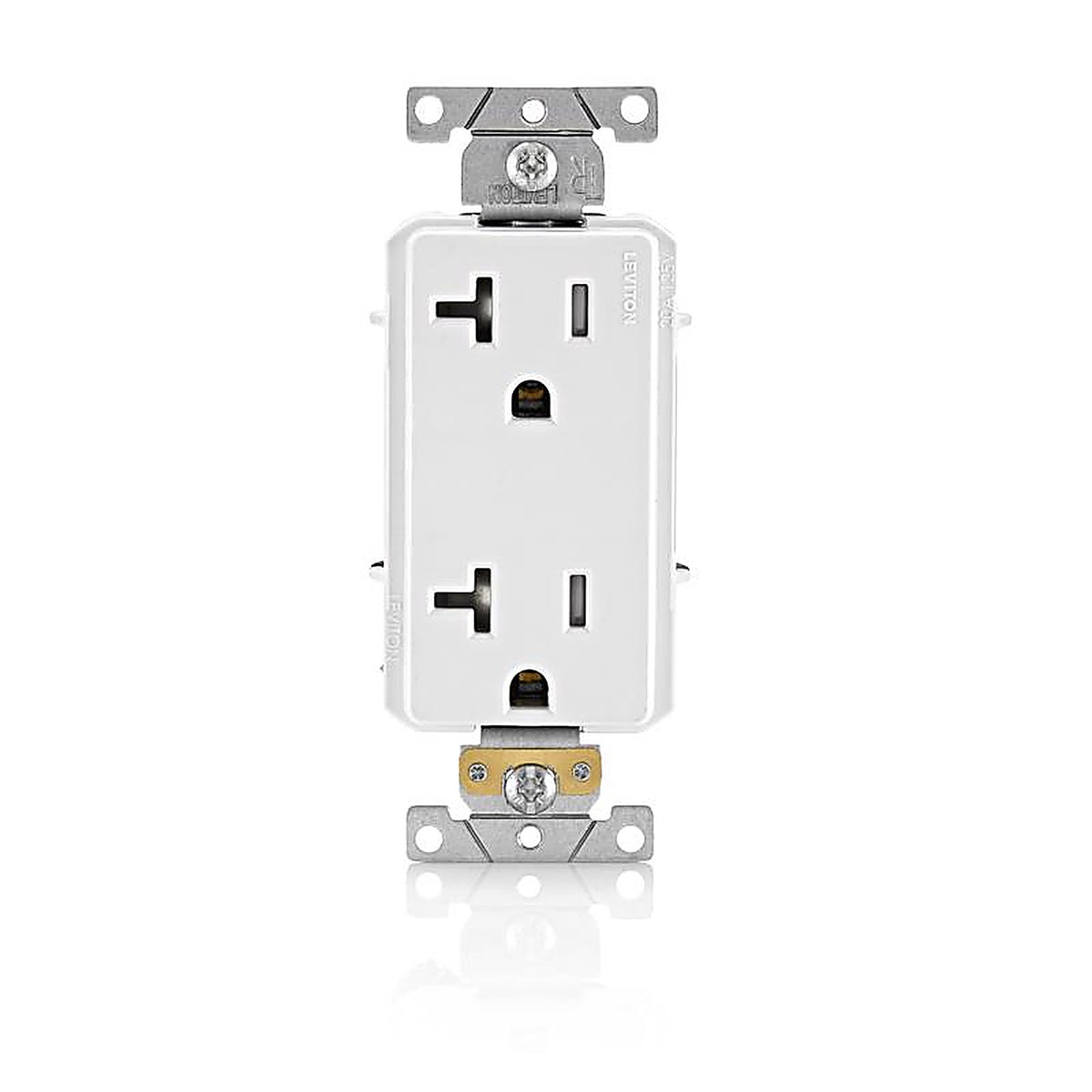 Leviton - TDR20-00W - Decora Plus 20 amps 125 V Duplex White Outlet 5-20R 1 pk