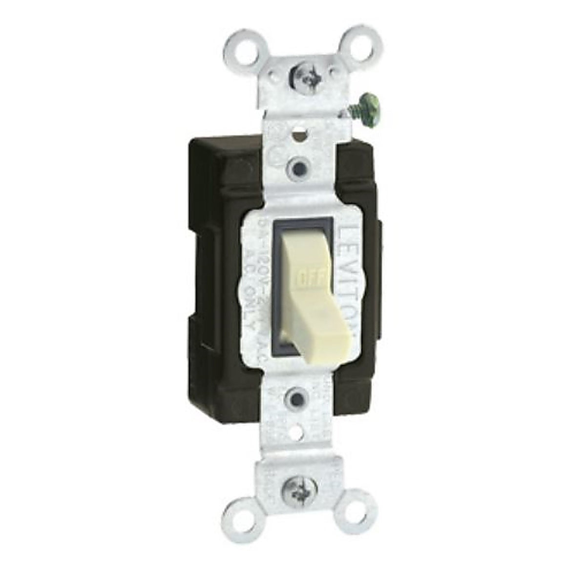 Leviton - 5501-LHI - 15 amps Single Pole Toggle AC Quiet Switch Ivory 1 pk