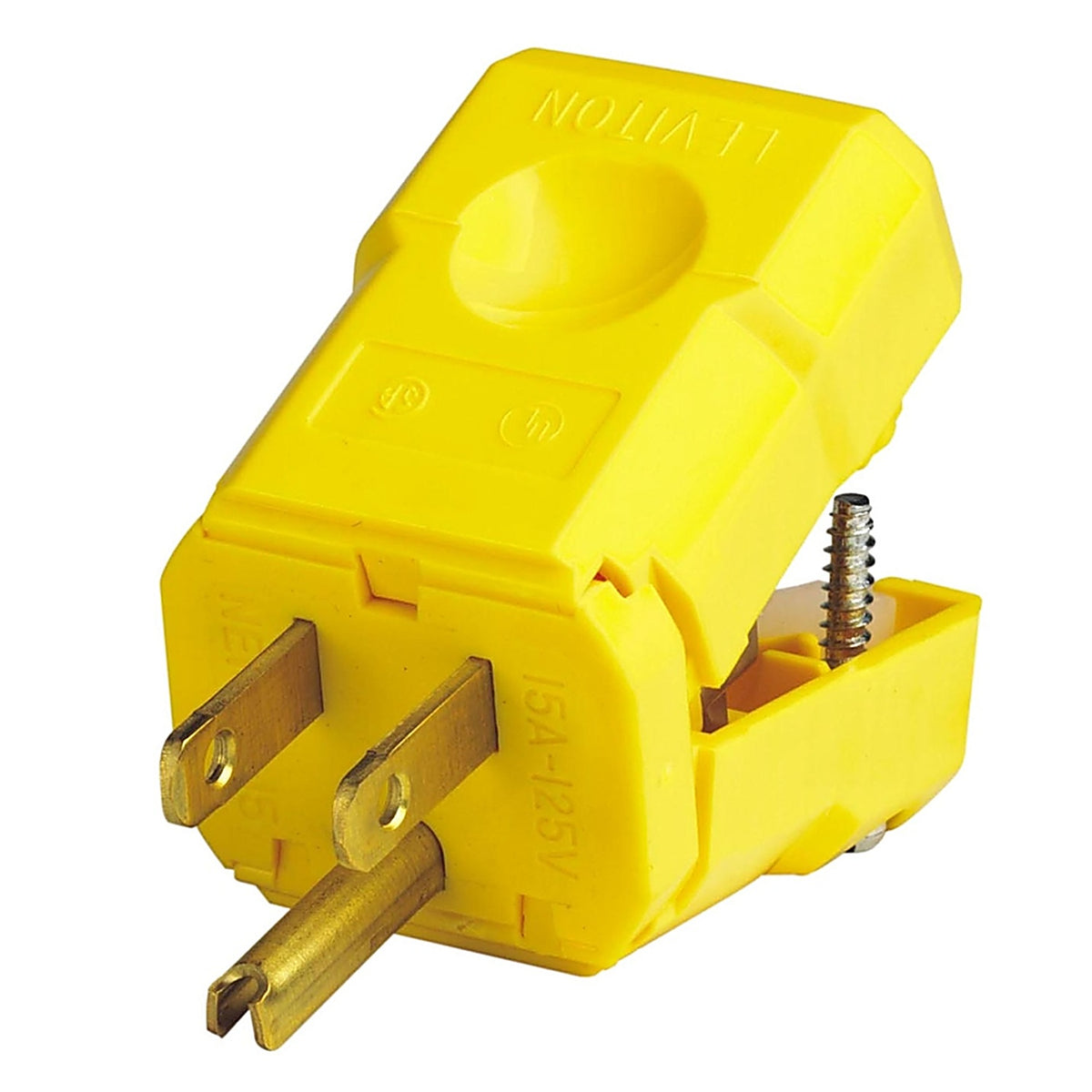 Leviton - C30-05256-0VY - Python Industrial Nylon Ground/Straight Blade Plug 5-15P 18-10 AWG 2 Pole 3 Wire