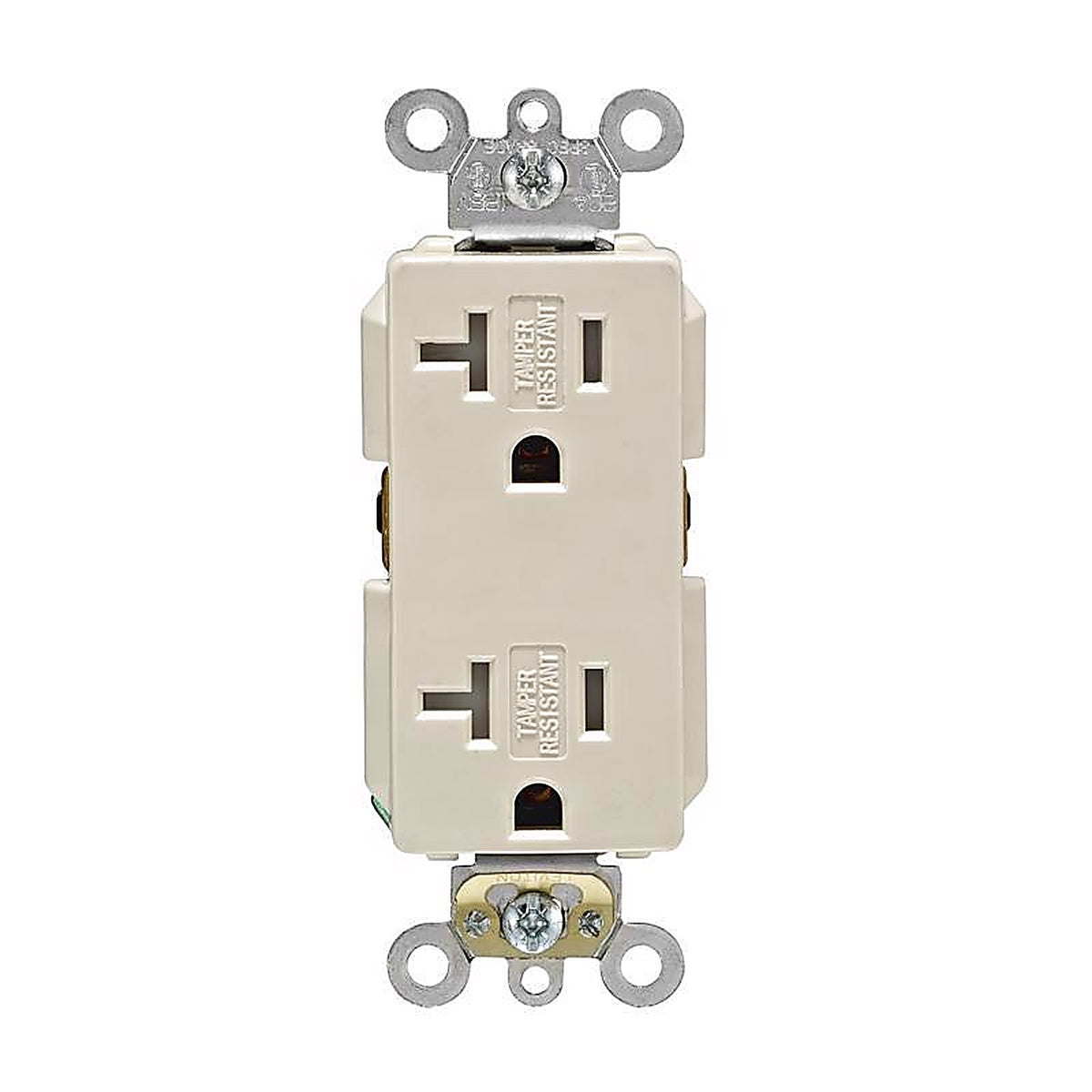 Leviton - TDR20-00T - Decora Plus 20 amps 125 V Duplex Light Almond Outlet 5-20R 1 pk