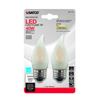 Satco - S21731 - CA10 (Flame Tip) E26 (Medium) LED Bulb Warm White 40 Watt Equivalence 2 pk