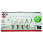 Satco - S21713 - A19 E26 (Medium) LED Bulb Warm White 60 Watt Equivalence 4 pk