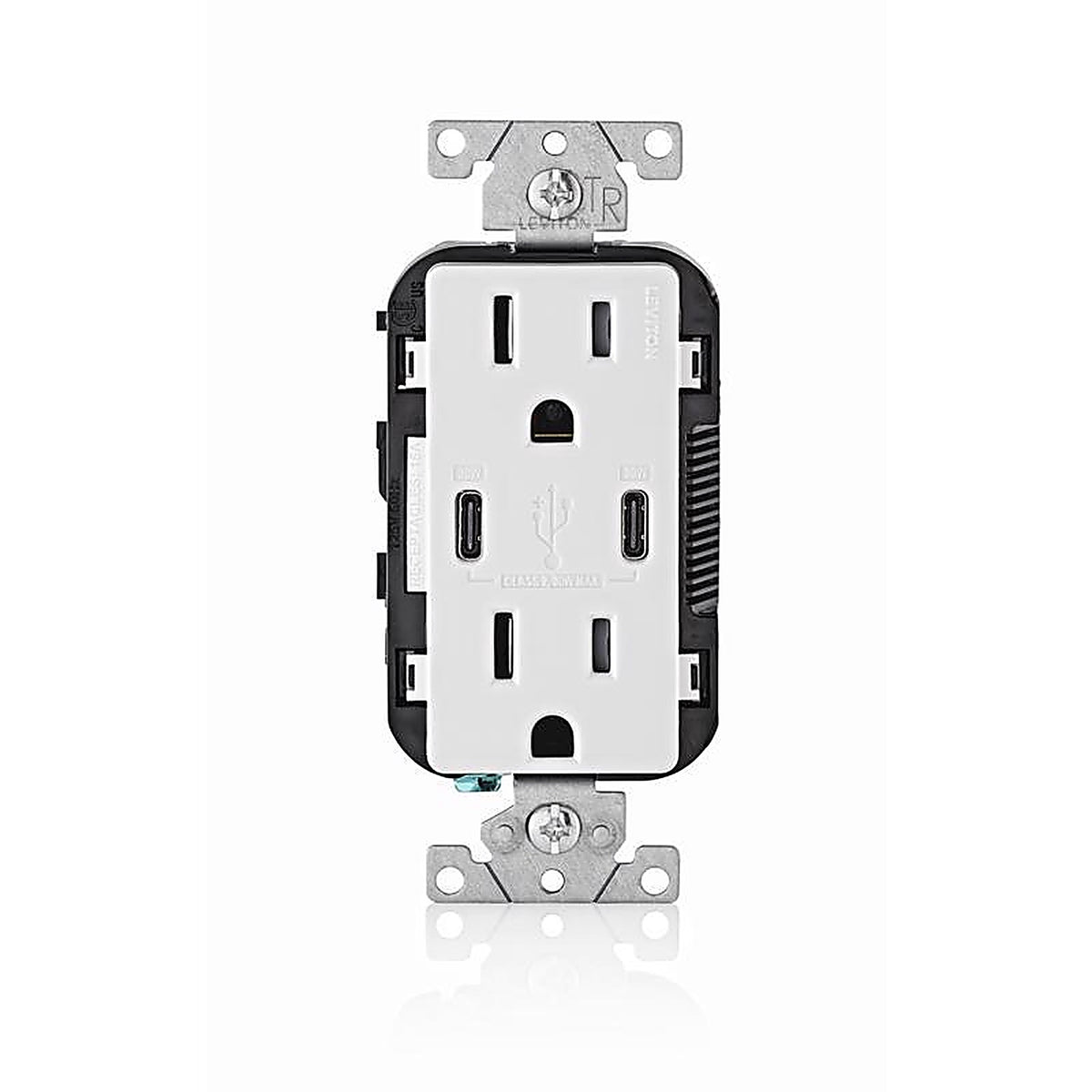 Leviton - R02-T5635-0BW - 15 amps 125 volt Duplex and Type C White Outlet and USB Charger 5-15 R - 1/Pack