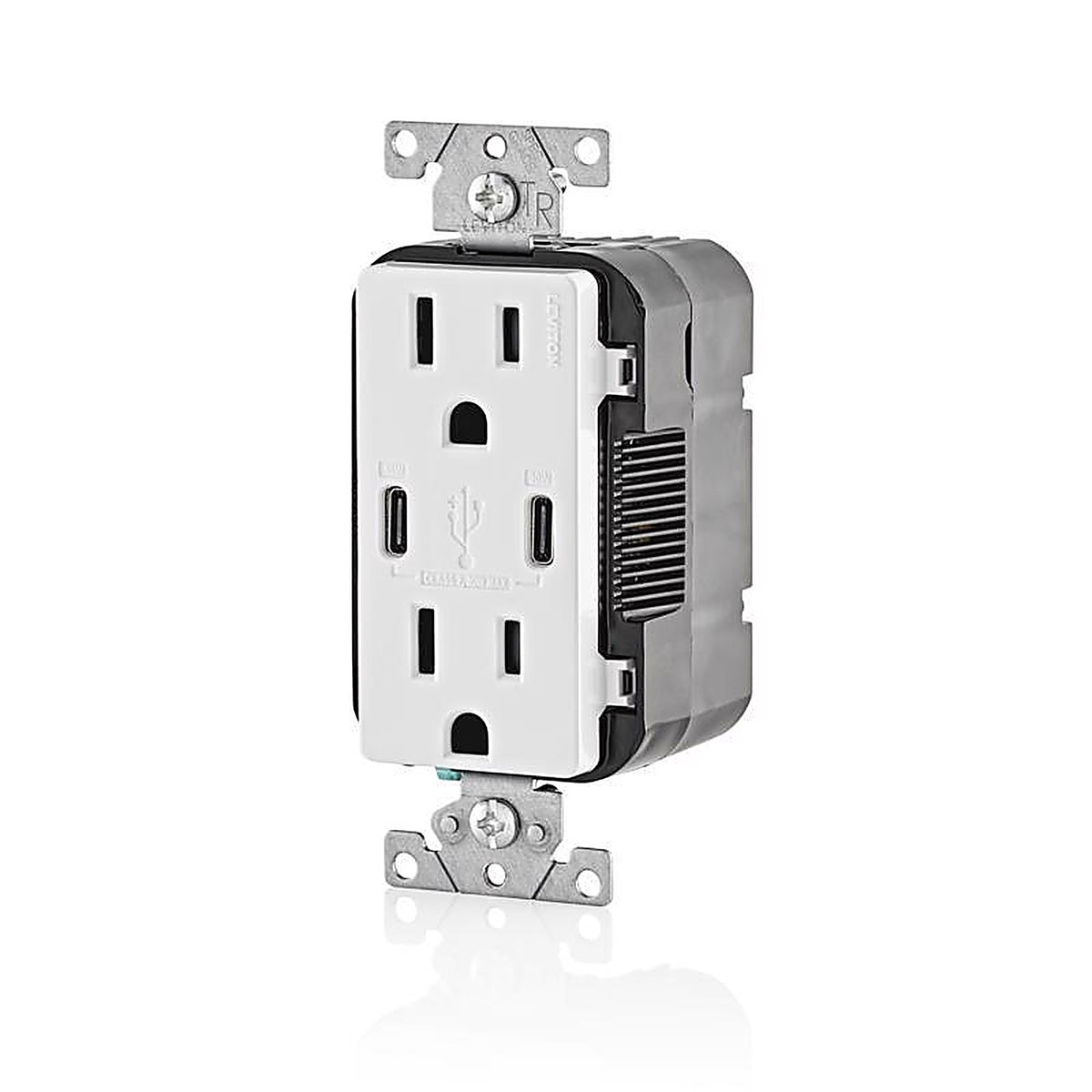 Leviton - R02-T5635-0BW - 15 amps 125 volt Duplex and Type C White Outlet and USB Charger 5-15 R - 1/Pack