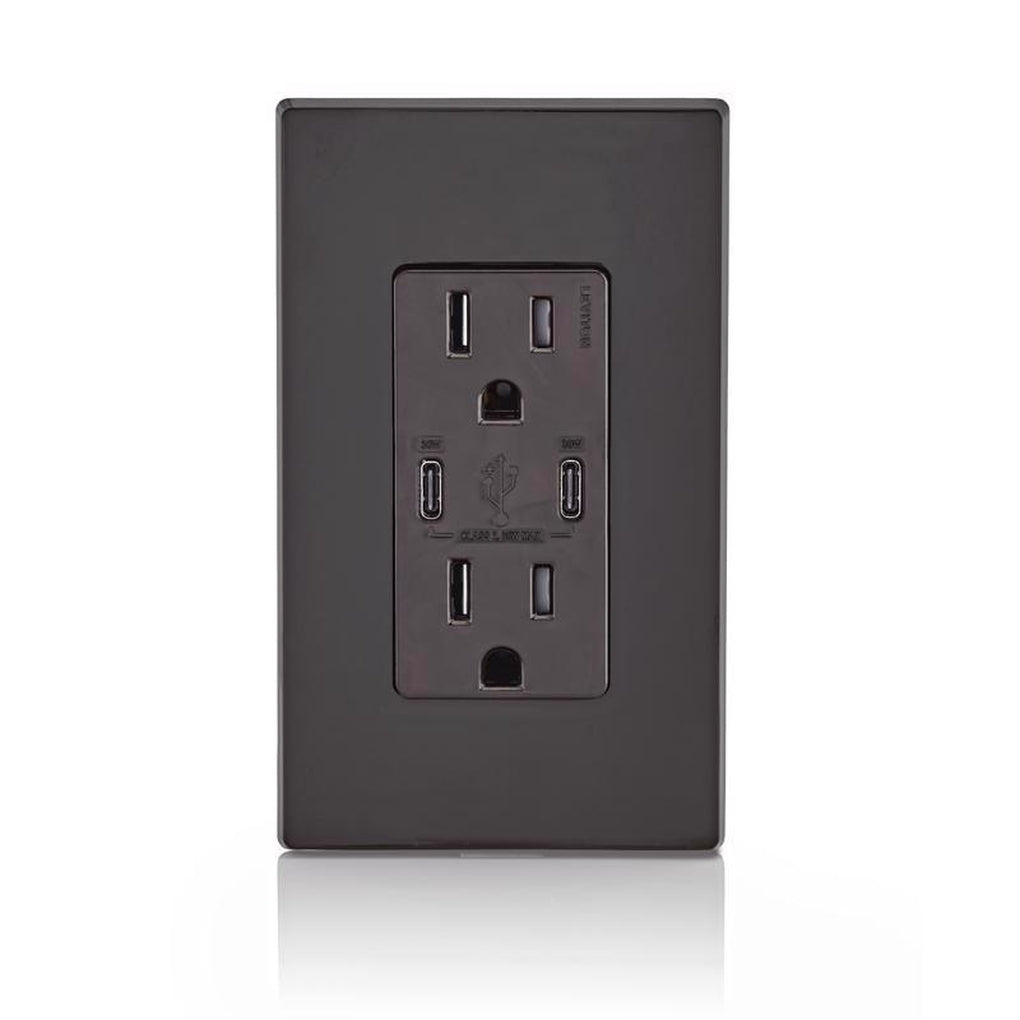 Leviton - R02-T5635-0BW - 15 amps 125 volt Duplex and Type C White Outlet and USB Charger 5-15 R - 1/Pack