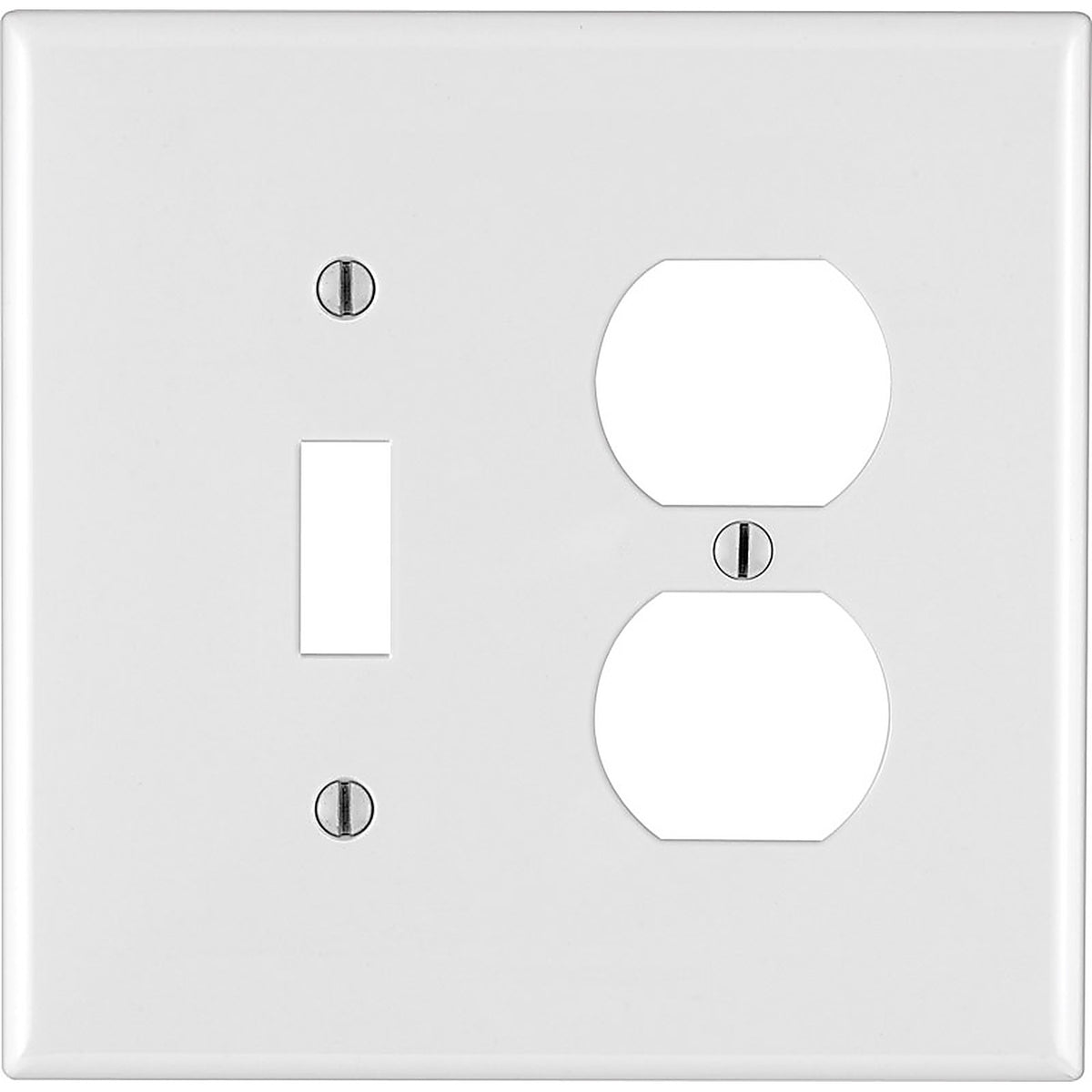 Leviton - 0PJ18-00W - White 2 gang Nylon Duplex/Toggle Wall Plate - 1/Pack
