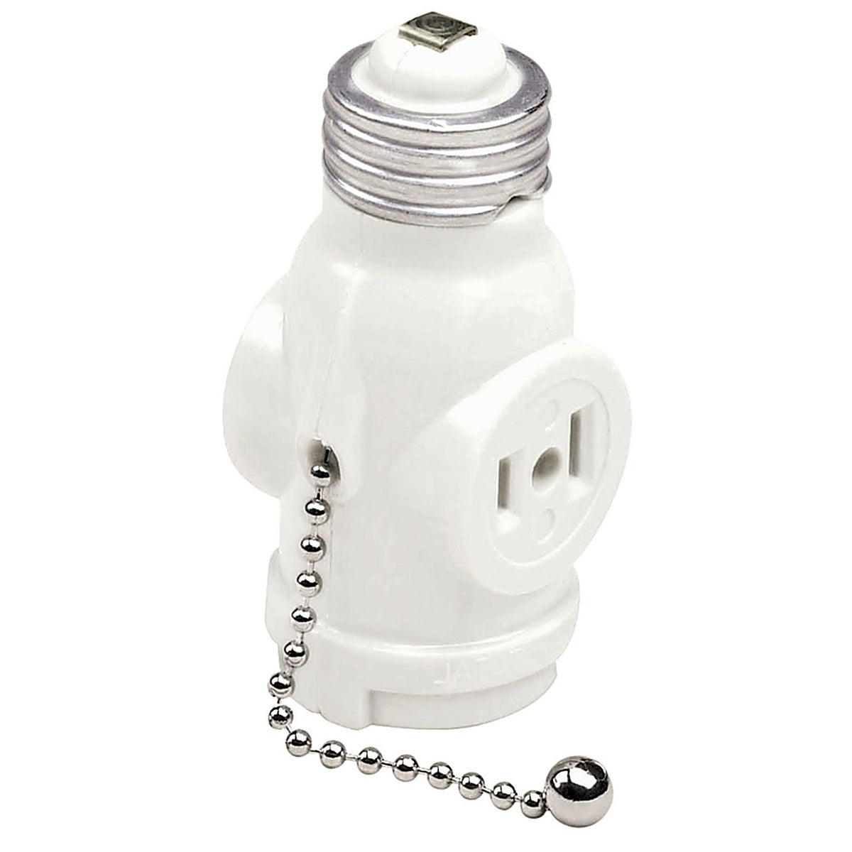 Leviton - R52-01406-00W - Plastic Medium Base Pull Chain Socket w/Outlet 1 pk