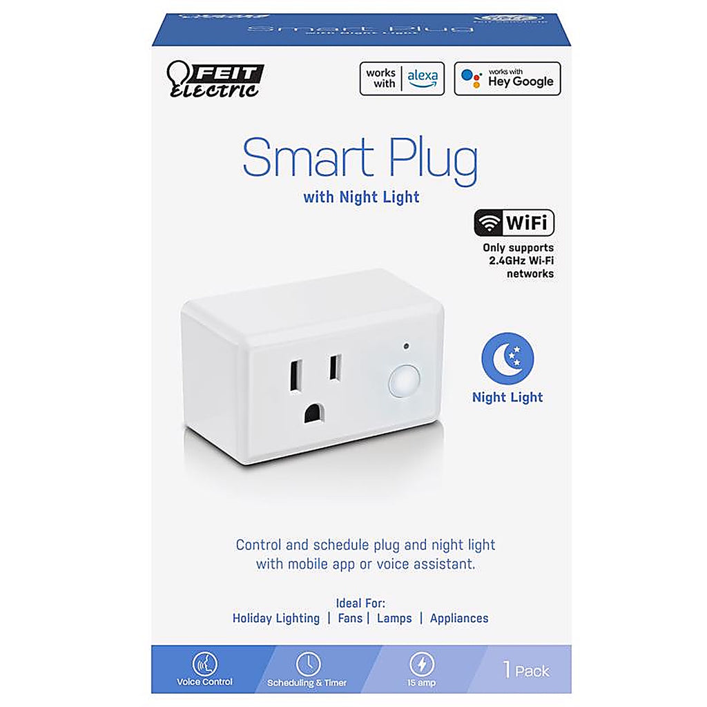 Feit Electric - PLUG/NL/WIFI - Residential Plastic Smart Plug with Night Light 1-15R Boxed
