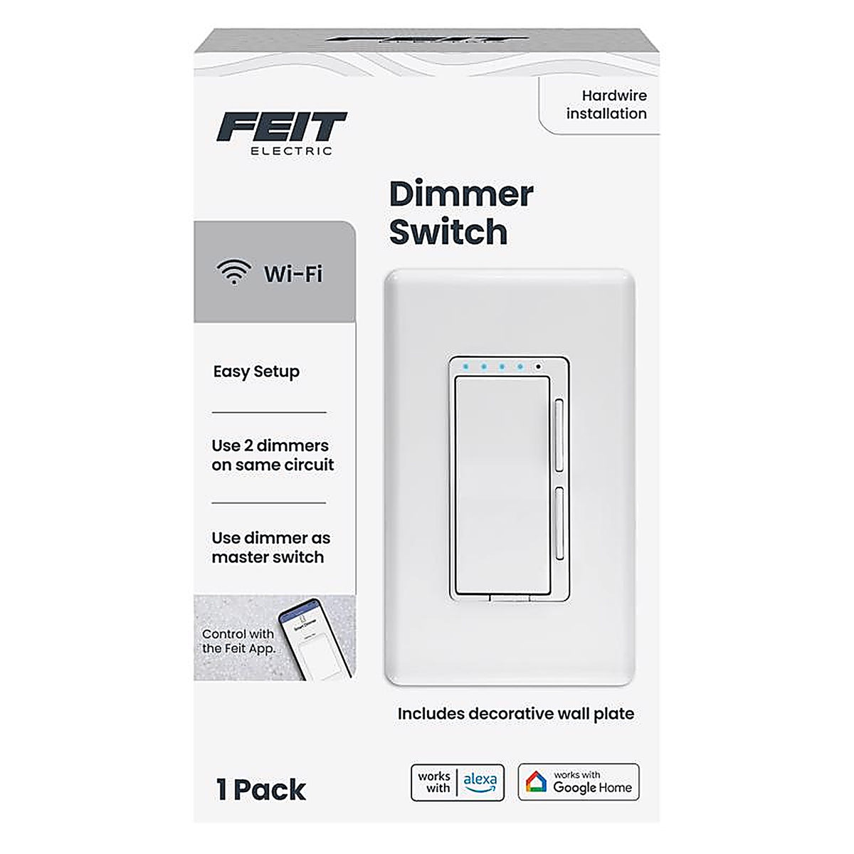 Feit Electric - DIM/WIFI - White 150 W Smart Dimmer Switch 1 pk