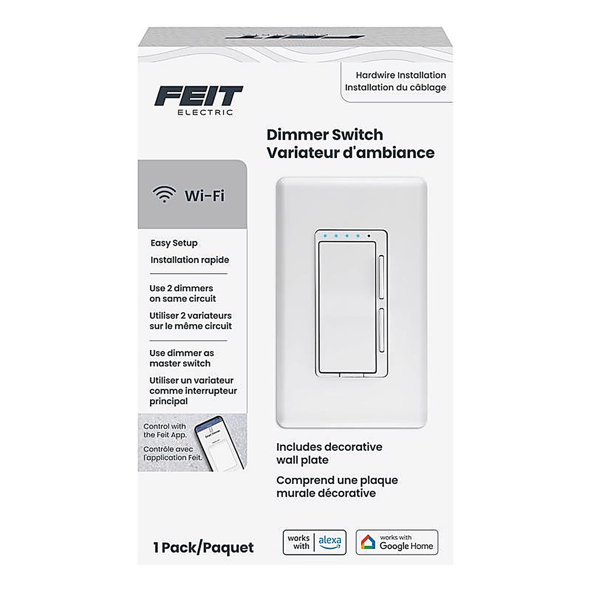 Feit Electric - DIM/WIFI - White 150 W Smart Dimmer Switch 1 pk