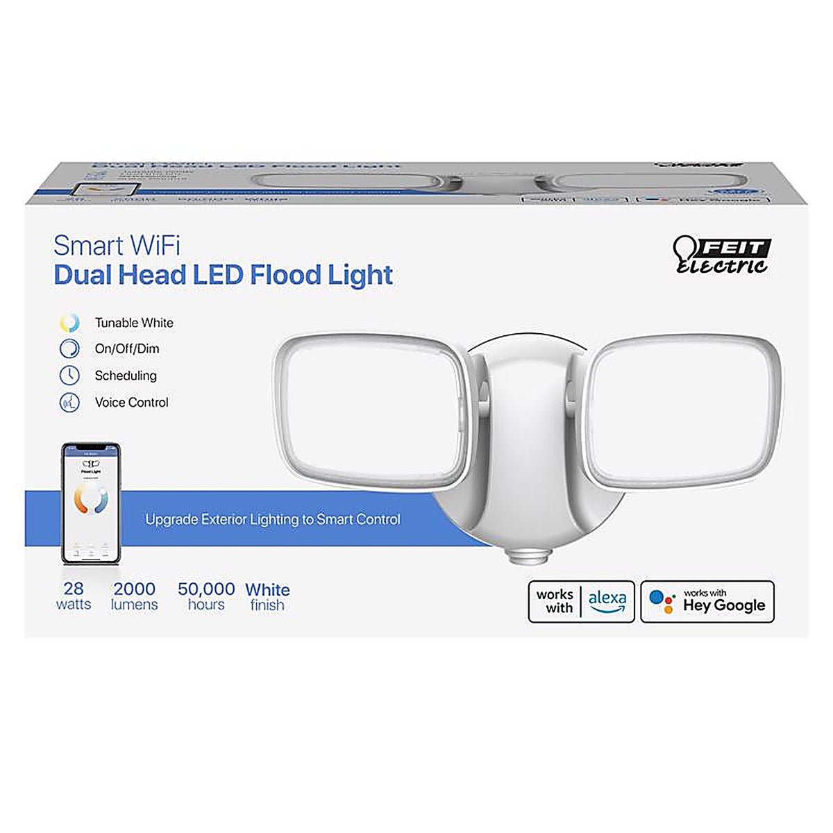 Feit Electric - S9DFL/CCT/WH/AG - Wi-Fi Hardwired LED White Security Floodlight