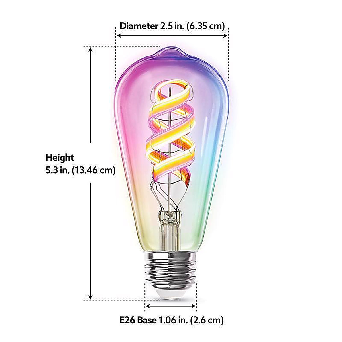 Feit Electric - ST2160RGBWIFIAG - ST21 E26 (Medium) LED Smart Bulb Amber 60 Watt Equivalence 1 pk