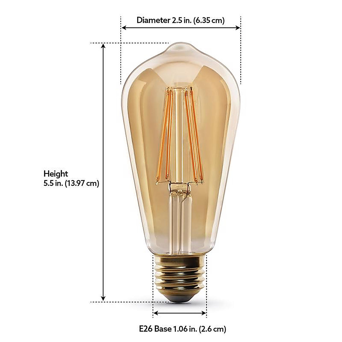 Feit Electric - ST1960/FIL/AG - ST19 E26 (Medium) LED Smart Bulb Amber 60 W 1 pk