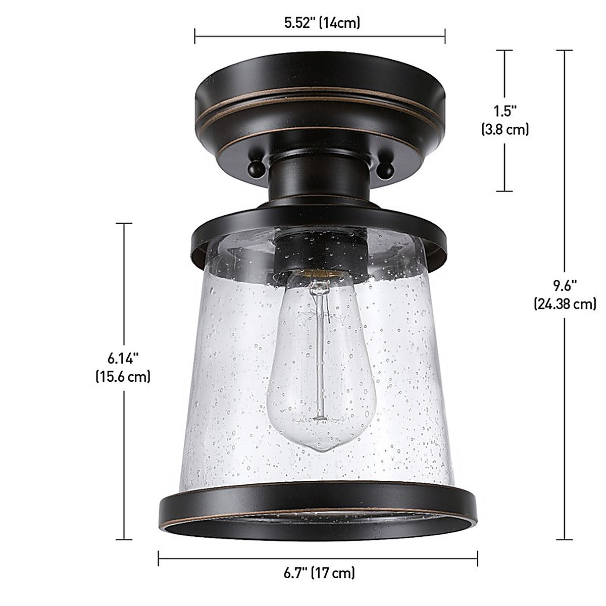Globe Electric - 44301 - Charlie 9.6 in. H X 6.7 in. W X 6.7 in. L Oil Rubbed Bronze Ceiling Light