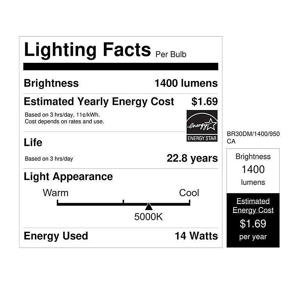 Feit Electric - BR30DM1400950CA - BR30 E26 (Medium) LED Bulb Daylight 100 Watt Equivalence 1 pk