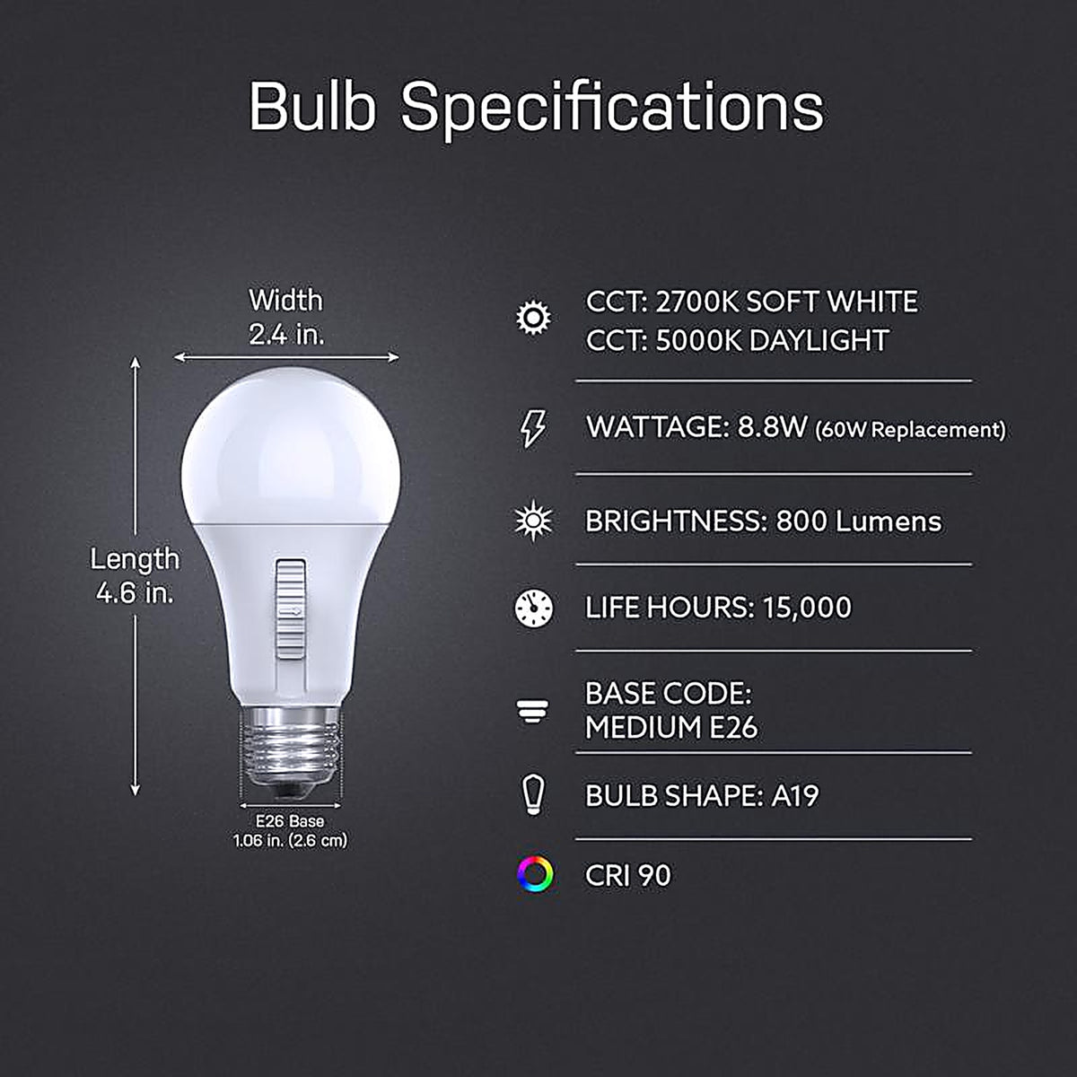 Feit Electric - OM602CCTCATIMER - Intellibulb A19 E26 (Medium) LED Bulb Soft White 60 Watt Equivalence 1 pk