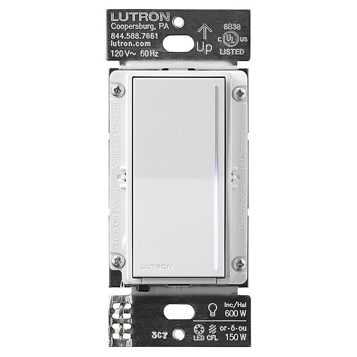 Lutron - STCL-153MH-WH - Sunnata 1.25 amps Single Pole 3-Way Dimmer Switch White 1 pk