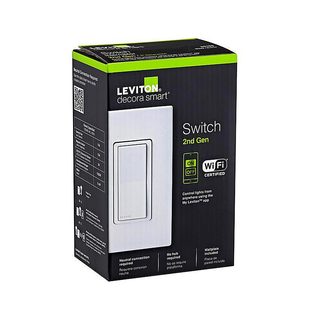 Leviton - D215S-1RW - Decora 15 amps WiFi Smart Switch White - 1/Pack
