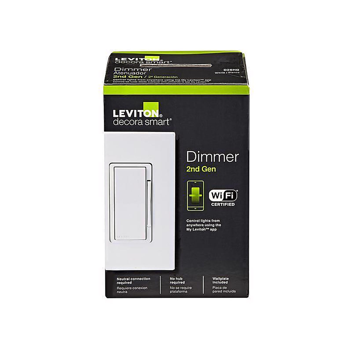 Leviton - D26HD-1RW - Decora White 600 watt WiFi Smart Dimmer Switch - 1/Pack