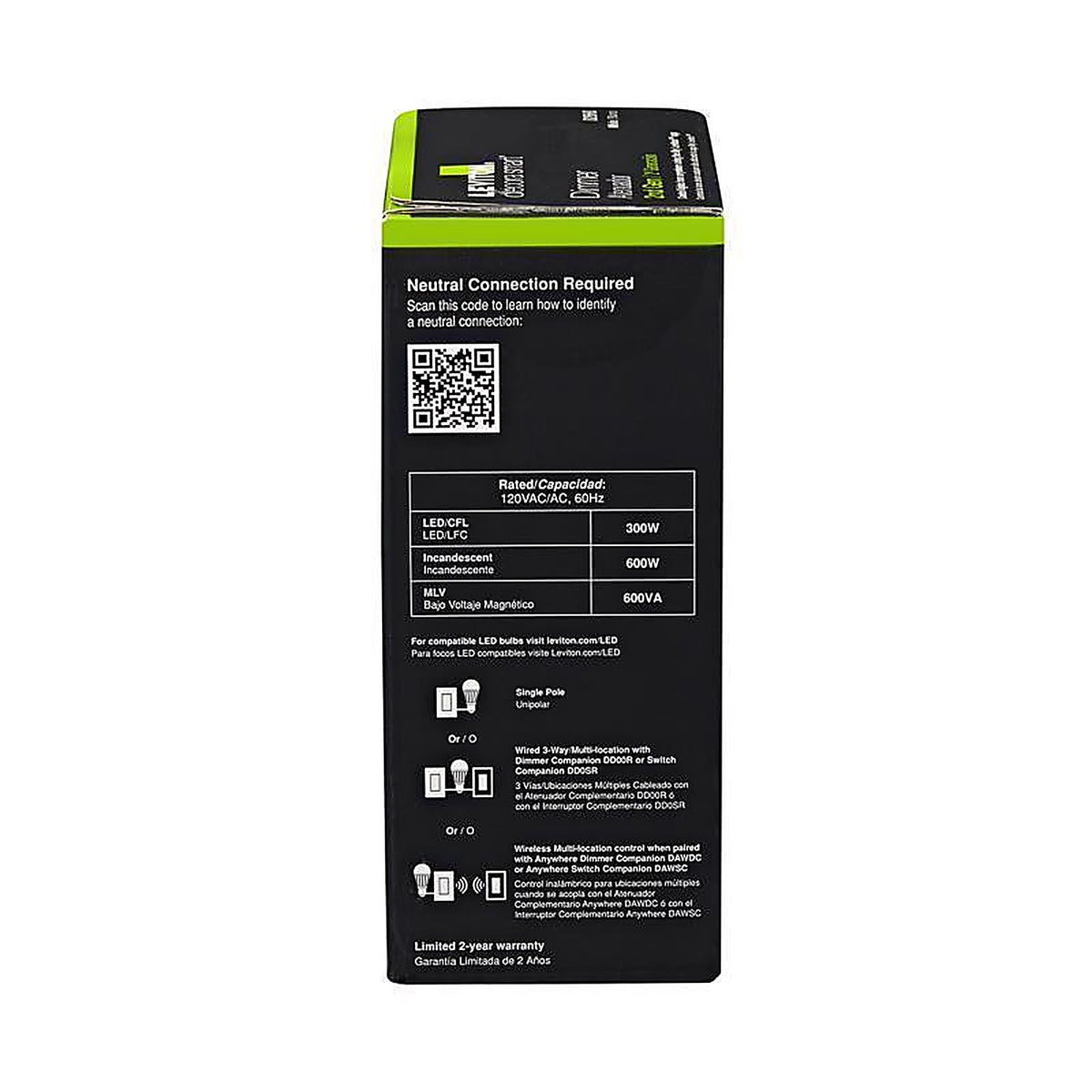 Leviton - D26HD-1RW - Decora White 600 watt WiFi Smart Dimmer Switch - 1/Pack