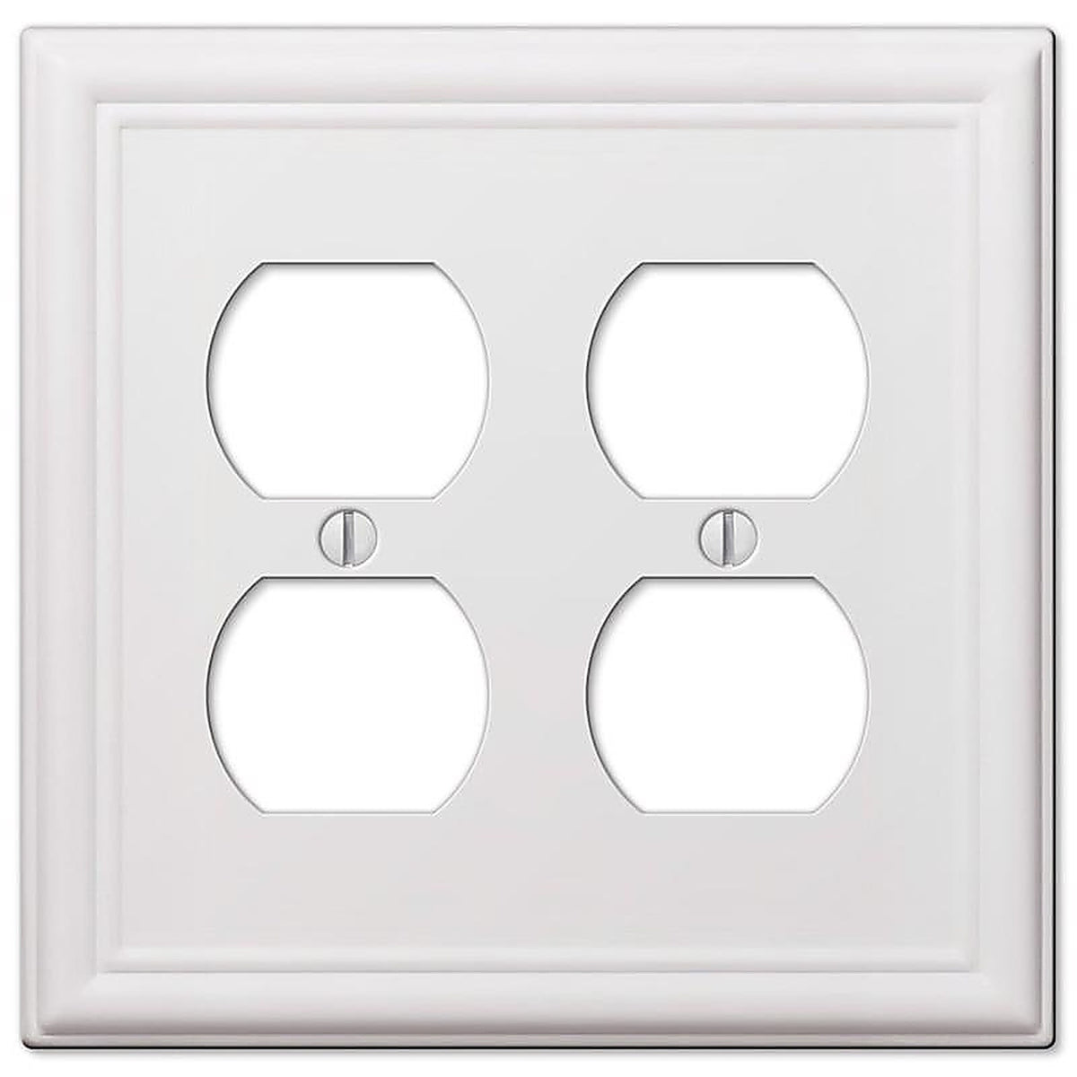 Amerelle - 149DDW - Chelsea White 2 gang Stamped Steel Duplex Outlet Wall Plate - 1/Pack