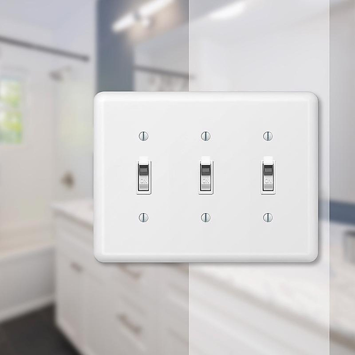 Amerelle - 935TTTW - Devon White 3 gang Stamped Steel Toggle Wall Plate - 1/Pack