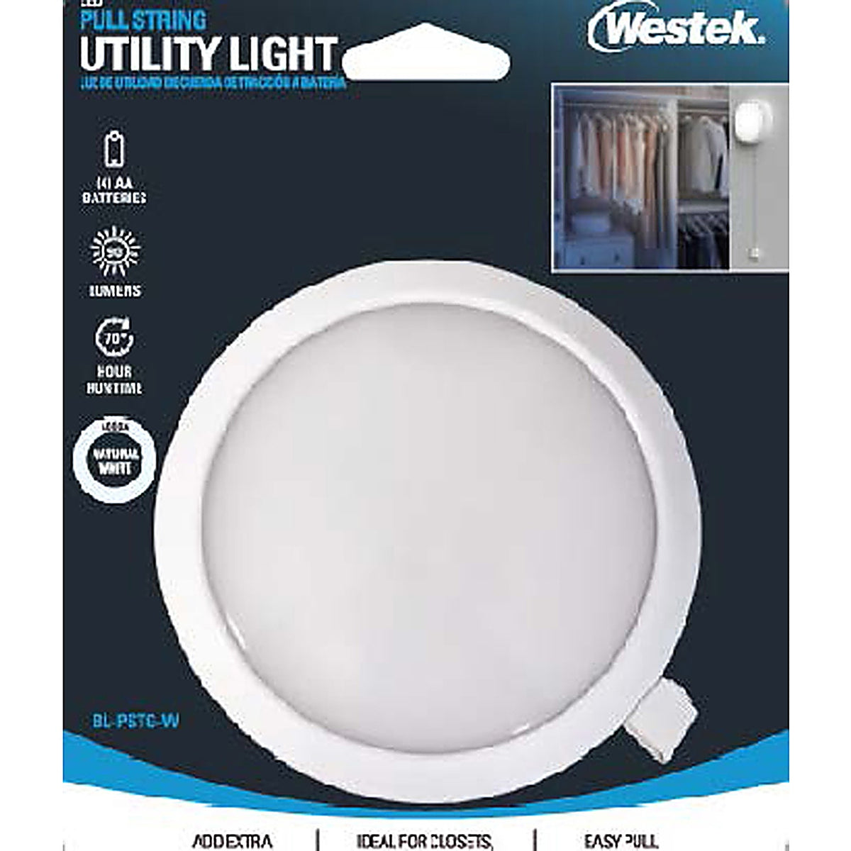 Westek - BL-PSTG-W - 4.1 in. H X 4.1 in. W X 1.25 in. L White Utility Light