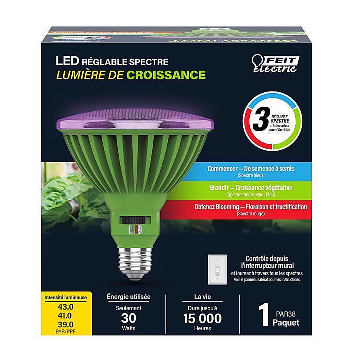 Feit Electric - PAR38ADJGRWLDHD - PAR 38 E26 (Medium) LED Grow Light Clear 1 pk