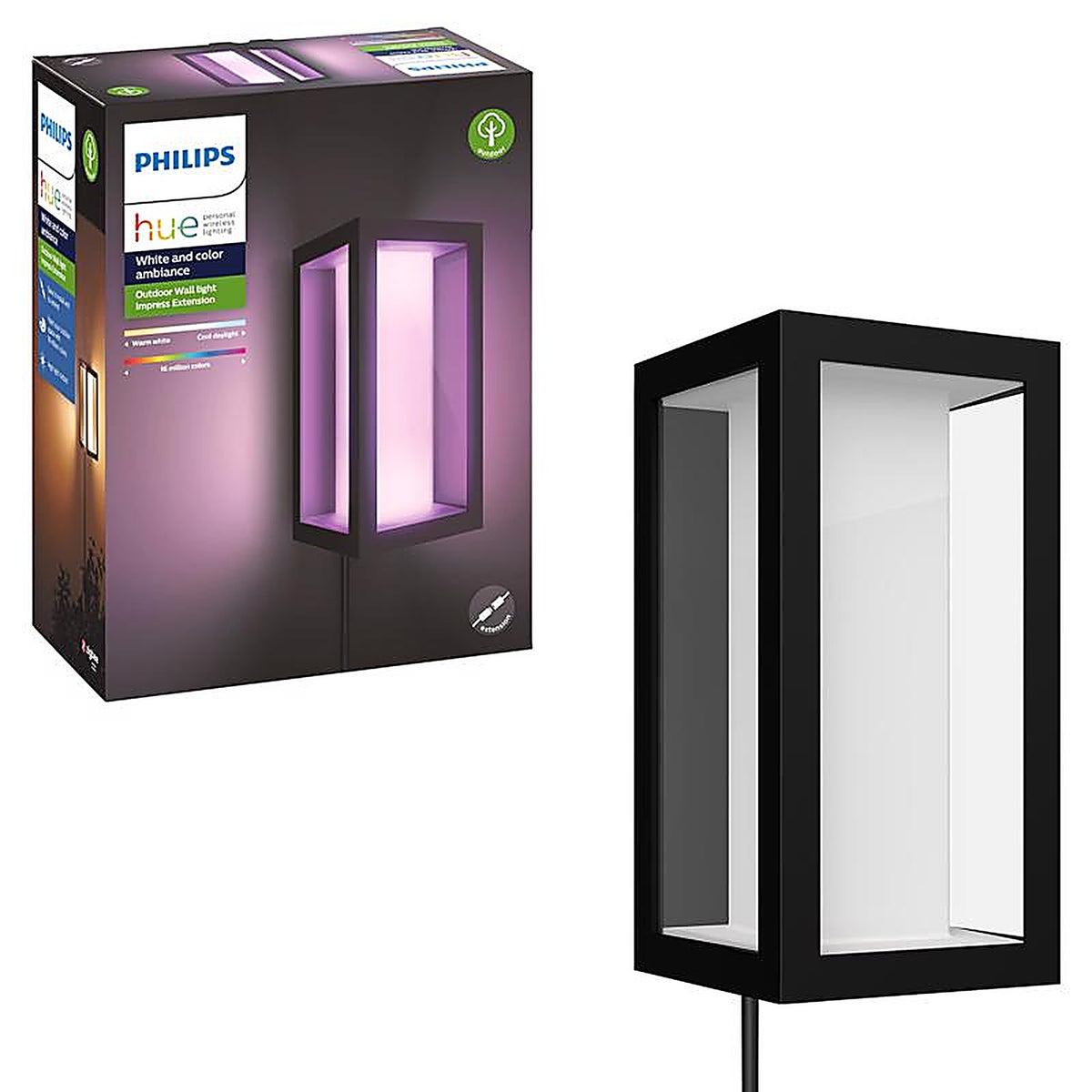 Philips - 1745930V7 - Hue Matte Black Dusk to Dawn LED Wall Lantern