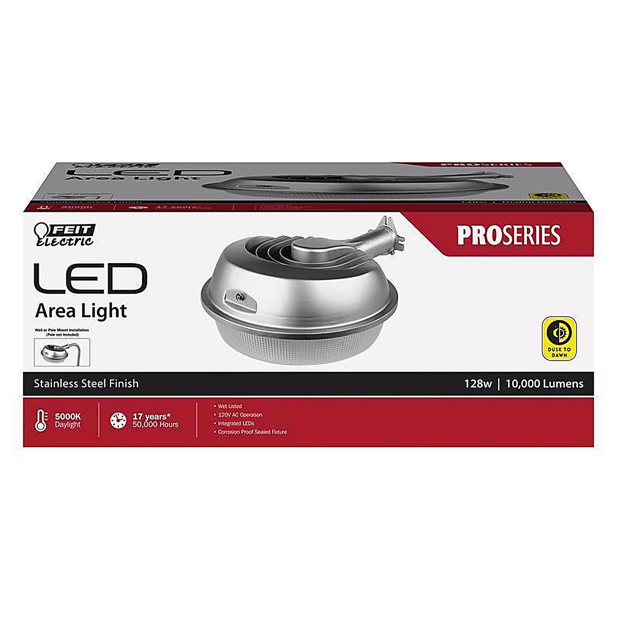 Feit Electric - S13AREA850DDSS1 - Dusk to Dawn Hardwired LED Silver Area Light