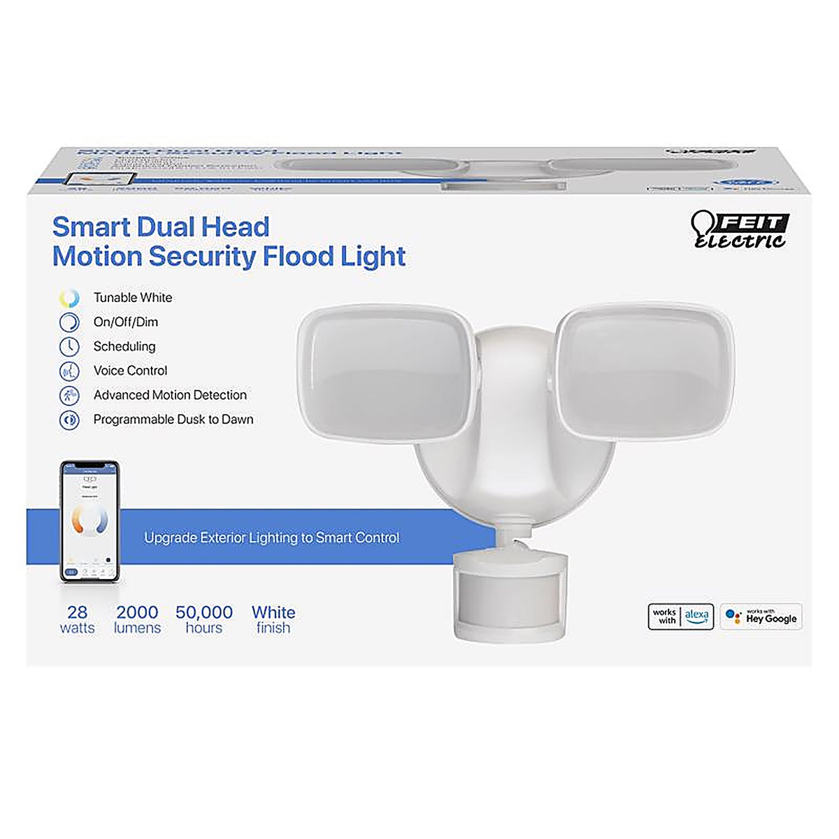 Feit Electric - S9DFLCCTMOTWHAG - SMART Motion-Sensing Hardwired LED White Security Floodlight