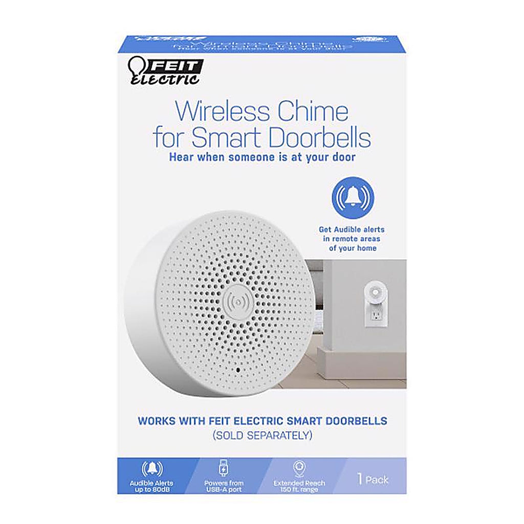 Feit Electric - CHIME/DOORSMART - White Plastic Wireless Door Chime Bell
