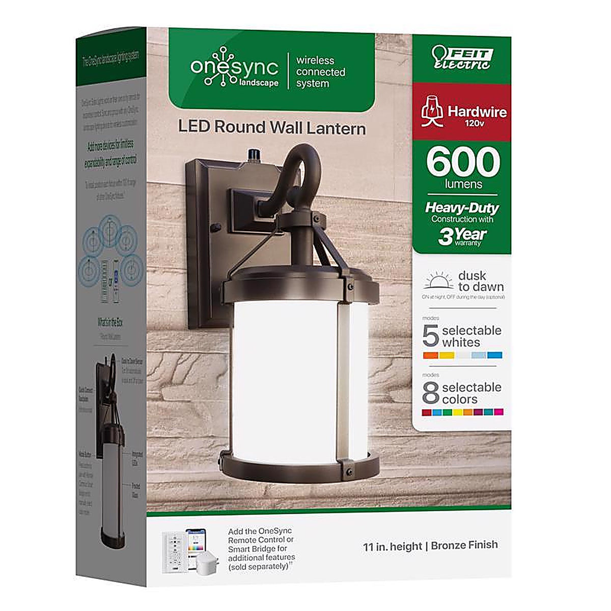 Feit - LAN11RND/SYNCBZ - Smart Home Bronze Dusk to Dawn LED Smart-Enabled Wall Lantern